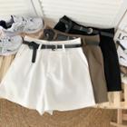 Plain High-waist Dress Shorts With Belt In 5 Colors