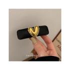 Heart Faux Leather Hair Clip 01 - Gold & Black - One Size