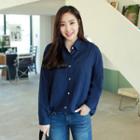 Drop-shoulder Pocket-front Cotton Shirt
