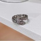Rhinestone Snake Open Ring 1 Pc - Silver - One Size