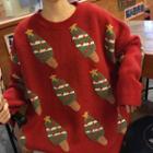 Christmas Tree Print Knit Sweater