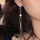 Faux Pearl Alloy Chain Dangle Earring 1 Pair - 0627a - Silver Needle Earring - Silver - One Size