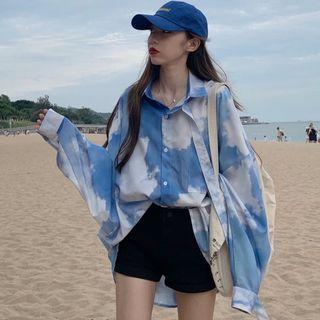 Cloud Print Shirt Sky Blue - One Size