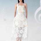Sleeveless Floral Lace Midi A-line Dress