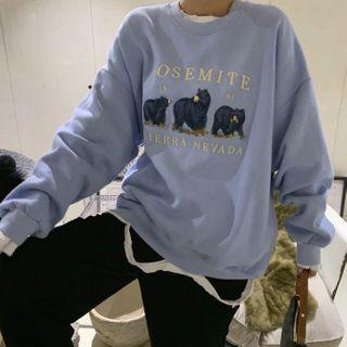 Cartoon Bear Embroidered Sweatshirt