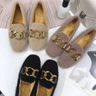 Metal Chain Accent Furry Loafers
