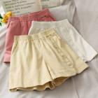 Elastic High-waist Asymmetric Wide Shorts