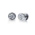 Simple And Fashion Geometric Round 316l Stainless Steel Silver Stud Earrings With Cubic Zirconia Silver - One Size