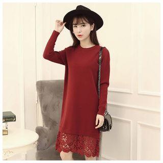 Lace Hem Sweater Dress
