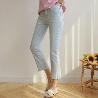 Textured Straight-cut Jeans