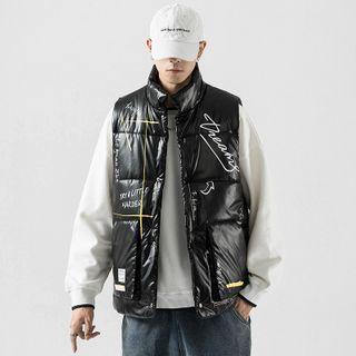 Sleeveless Graffiti Padded Coat