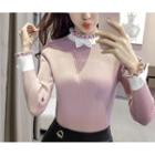 Bow Mock Neck Knit Top