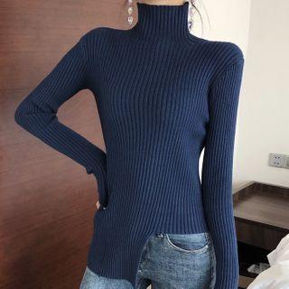 Turtleneck Asymmetric Knit Top