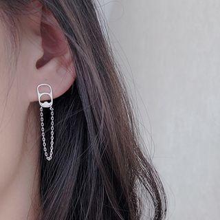 Soda Can Tab Chain Drop Earring 1 Pair - Earrings - 925 Silver - Can Tab - Tassel - Silver - One Size