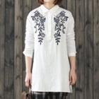 Long-sleeve Floral Embroidery Top