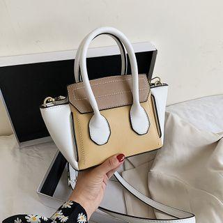Contrast Color Top Handle Crossbody Bag