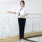 Set: Elbow-sleeve Frog Buttoned Top + Pants