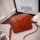 Lettering Faux Leather Crossbody Bag