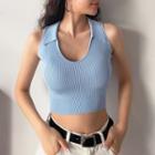 Collared Knit Tank Top In 6 Colors