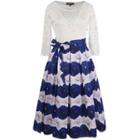 Floral Print Hem 3/4 Sleeve Lace Dress