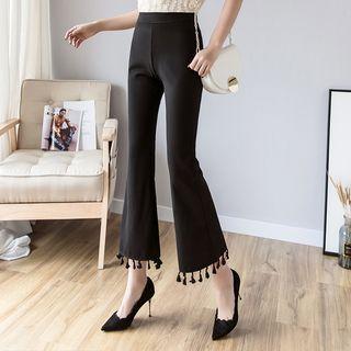 Tassel Detail Cropped Boot-cut Pants