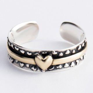 925 Sterling Silver Heart Open Ring S925 Sterling Silver - Big Heart - Gold - One Size