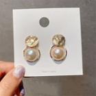 Faux Pearl Dangle Earring 1 Pair - Silver Needle - Gold Plating - Gold - One Size