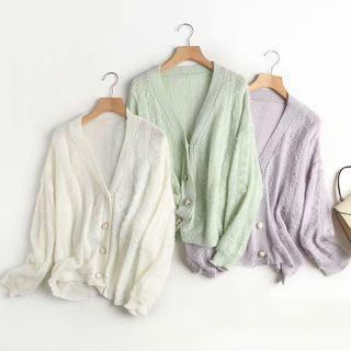 Textured V-neck Cardigan