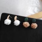 Alloy Disc Pom Pom Dangle Earring