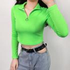 Collared Half-zip Long-sleeve T-shirt