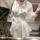 Set: Long-sleeve Ribbon Shirt + Wide-leg Shorts