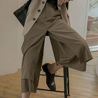 Mock Two-piece Wide-leg Skorts