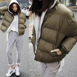 Plain Mock Two-piece Hooded Padded Top