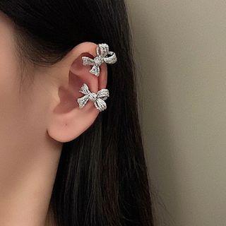 Cz Rhinestone Ribbon Ear Cuff / Set