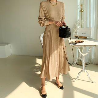 Dart-waist Ribbed Long Dress