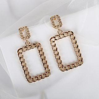 Resin Alloy Chain Rectangle Dangle Earring 1 Pair - S925 - Silver Needle - As Shown In Figure - One Size