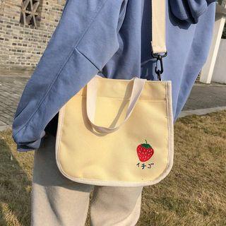Fruit Embroidered Canvas Crossbody Bag