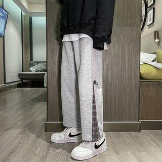 High-waist Plaid Panel Sweatpants