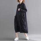 Long-sleeve Midi Striped Shirt Dress As Shown In Figure - One Size