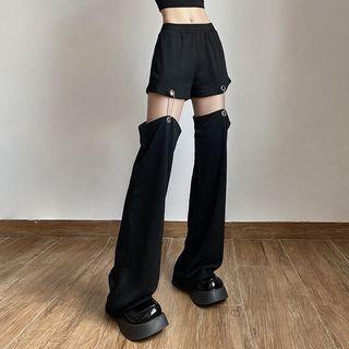 Chain Accent Cut Out Wide Leg Pants