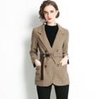 Belted Houndstooth Blazer