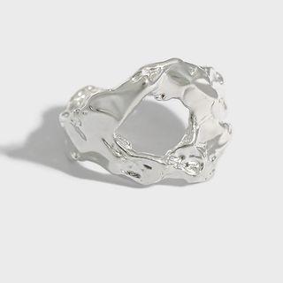 Asymmetrical Sterling Silver Ring 1pc - Silver - 14