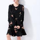 Flower Embroidered Corduroy Pullover Dress