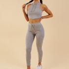 Set: Sleeveless Cropped Hoodie + Sweatpants