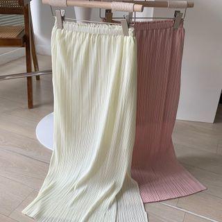 Plain Slit Accordion Pleat A-line Semi Skirt