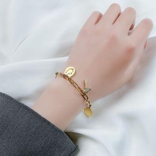 Titanium Steel Pendant Bracelet Gold - One Size