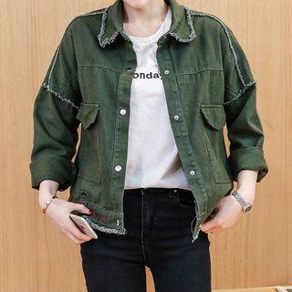 Embroidered Frayed Edge Denim Jacket