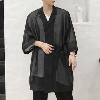 3/4-sleeve Buttoned Light Coat
