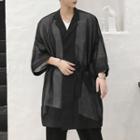 3/4-sleeve Buttoned Light Coat