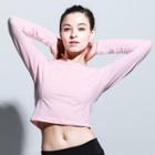 Sports Plain Cropped Long-sleeve Top